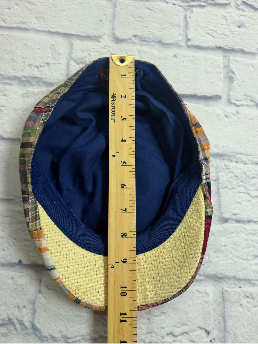 Paulo Solari Madras Plaid Patchwork Newsboy/Cabbie Hat. Preppy. Size L/XL - Picture 6 of 7
